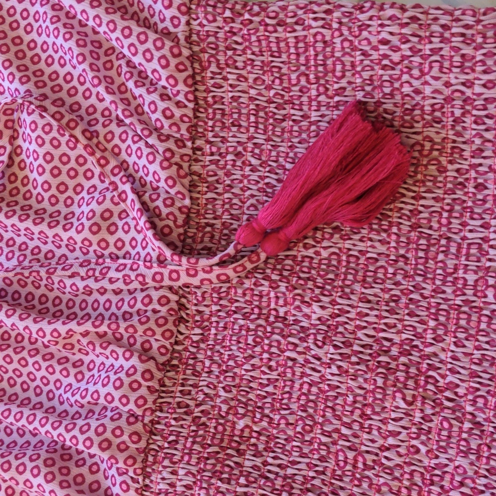 CEZELE  Pink Geometric Bohemian Summer Midi Dress Small - Picture 15 of 17